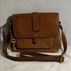 Fossil Tan & Brown Leather Crossbody Bag